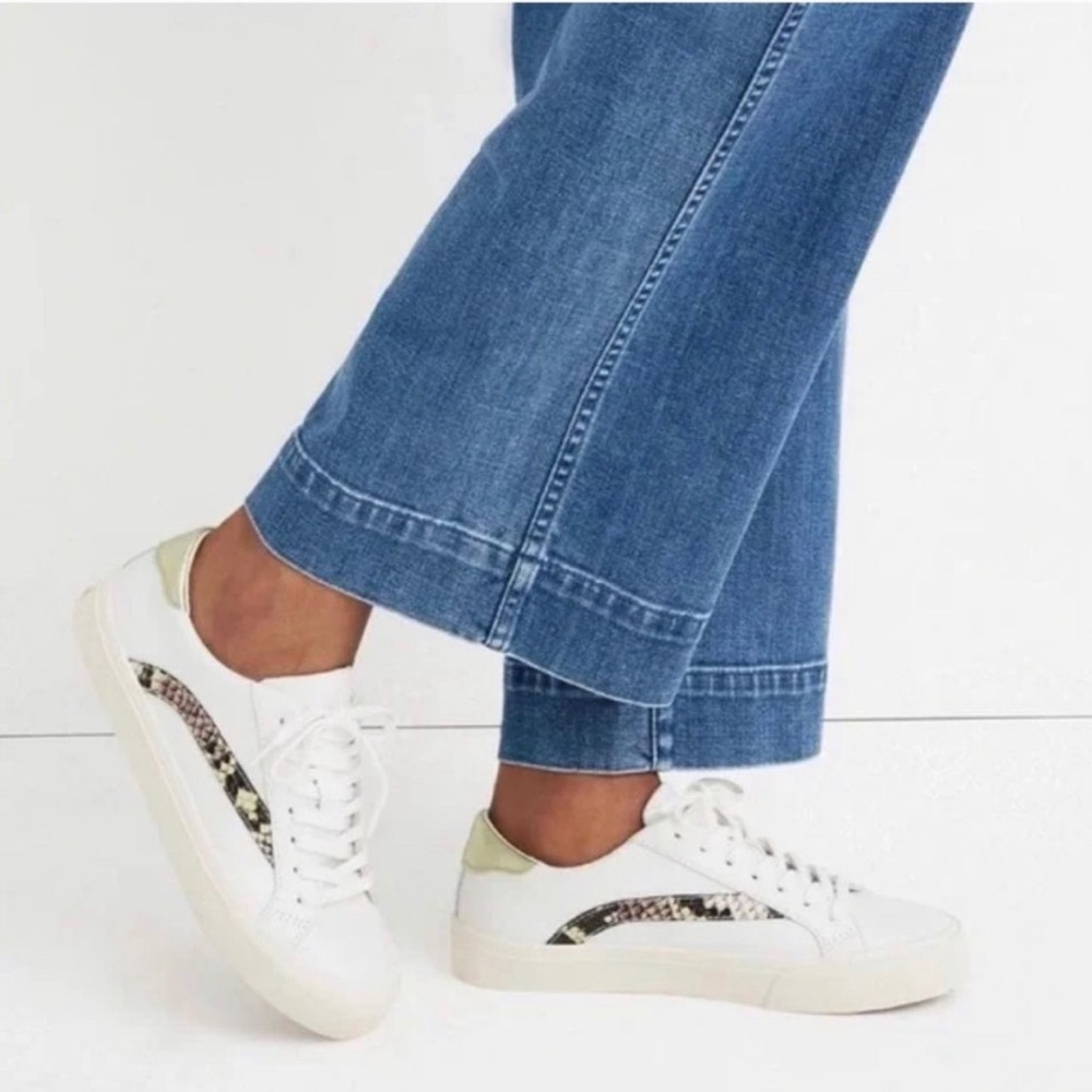 Madewell Sidewalk Low-Top Metallic and Stamped Leather Snake-Print Sneakers